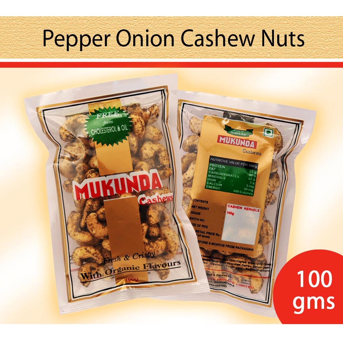 Pepper Onion Flavour Cashew Nuts : Dry Fruits & Nuts - Mangalore Spice