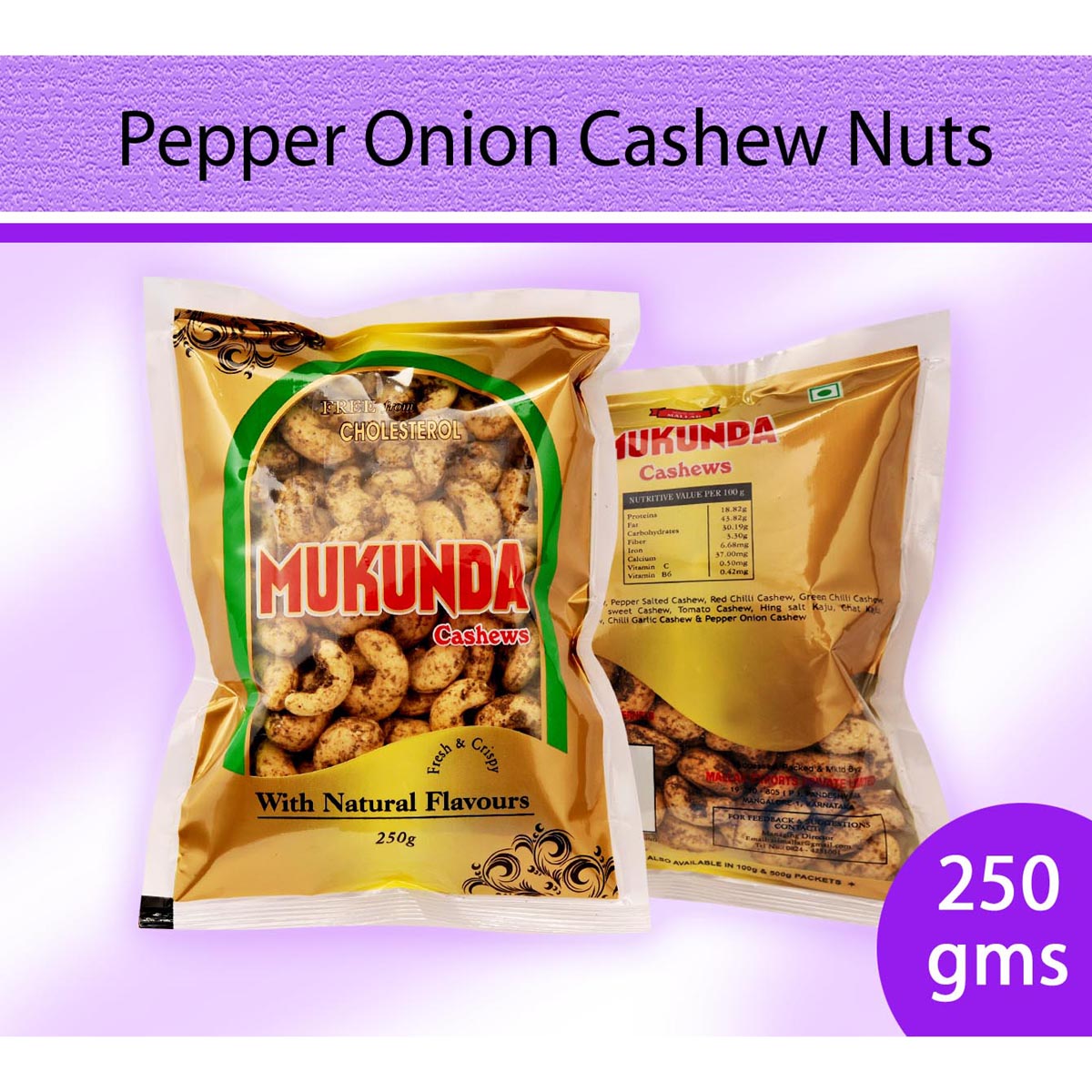Pepper Onion Flavour Cashew Nuts : Dry Fruits & Nuts - Mangalore Spice