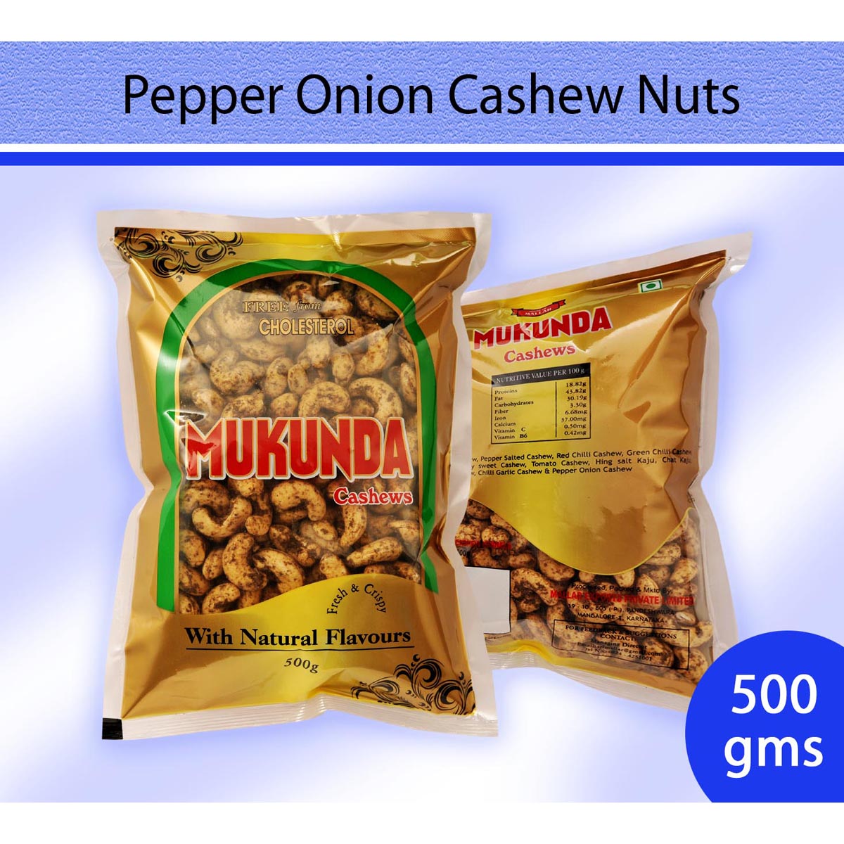 Pepper Onion Flavour Cashew Nuts : Dry Fruits & Nuts - Mangalore Spice