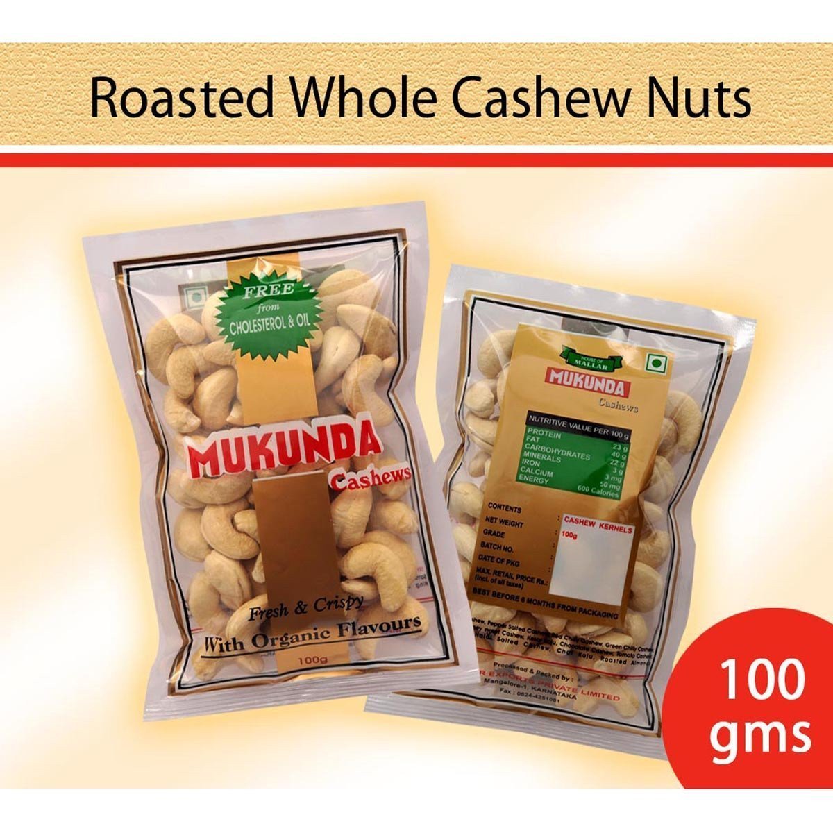 Roasted Whole Cashew Nuts : Dry Fruits & Nuts - Mangalore Spice