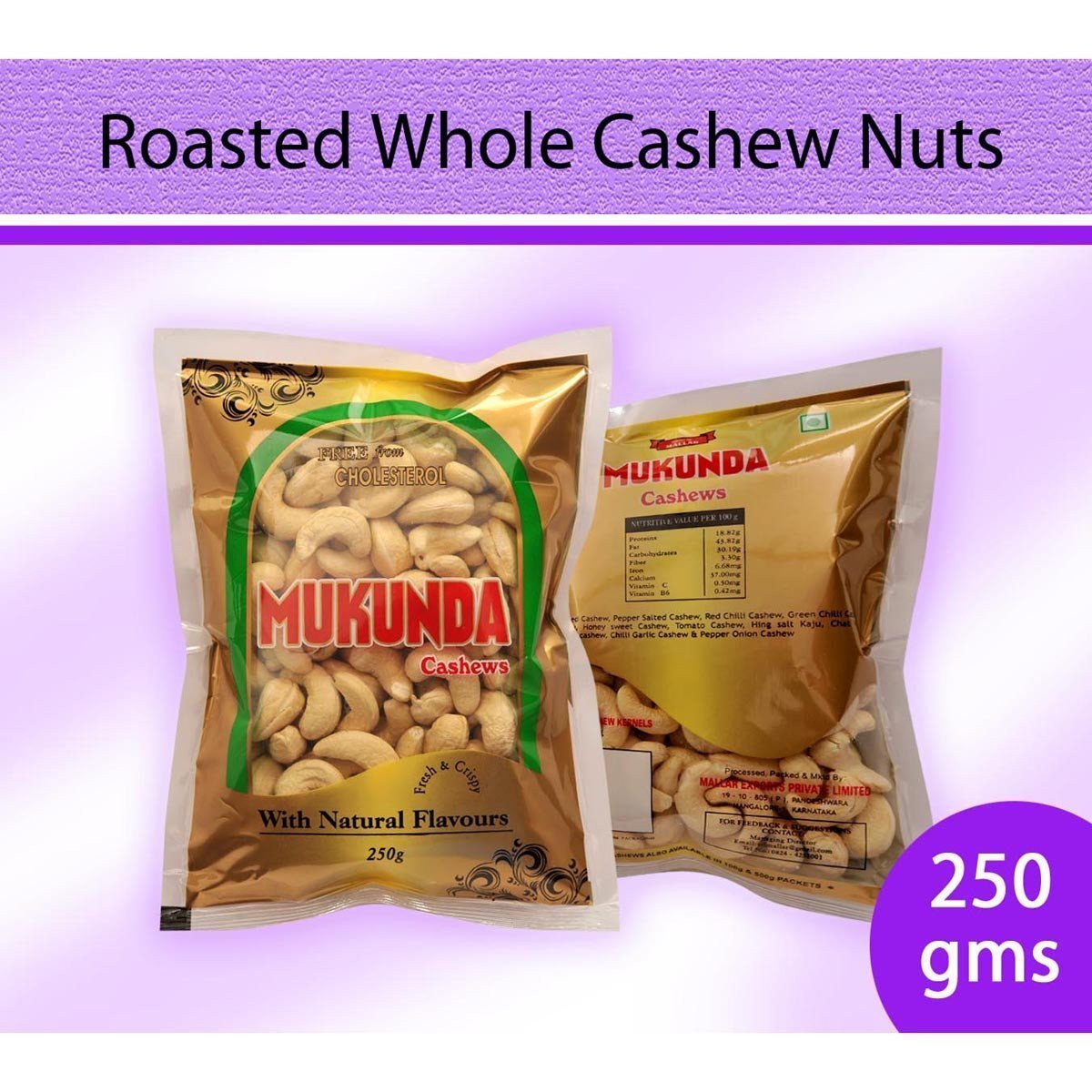 Roasted Whole Cashew Nuts : Dry Fruits & Nuts - Mangalore Spice