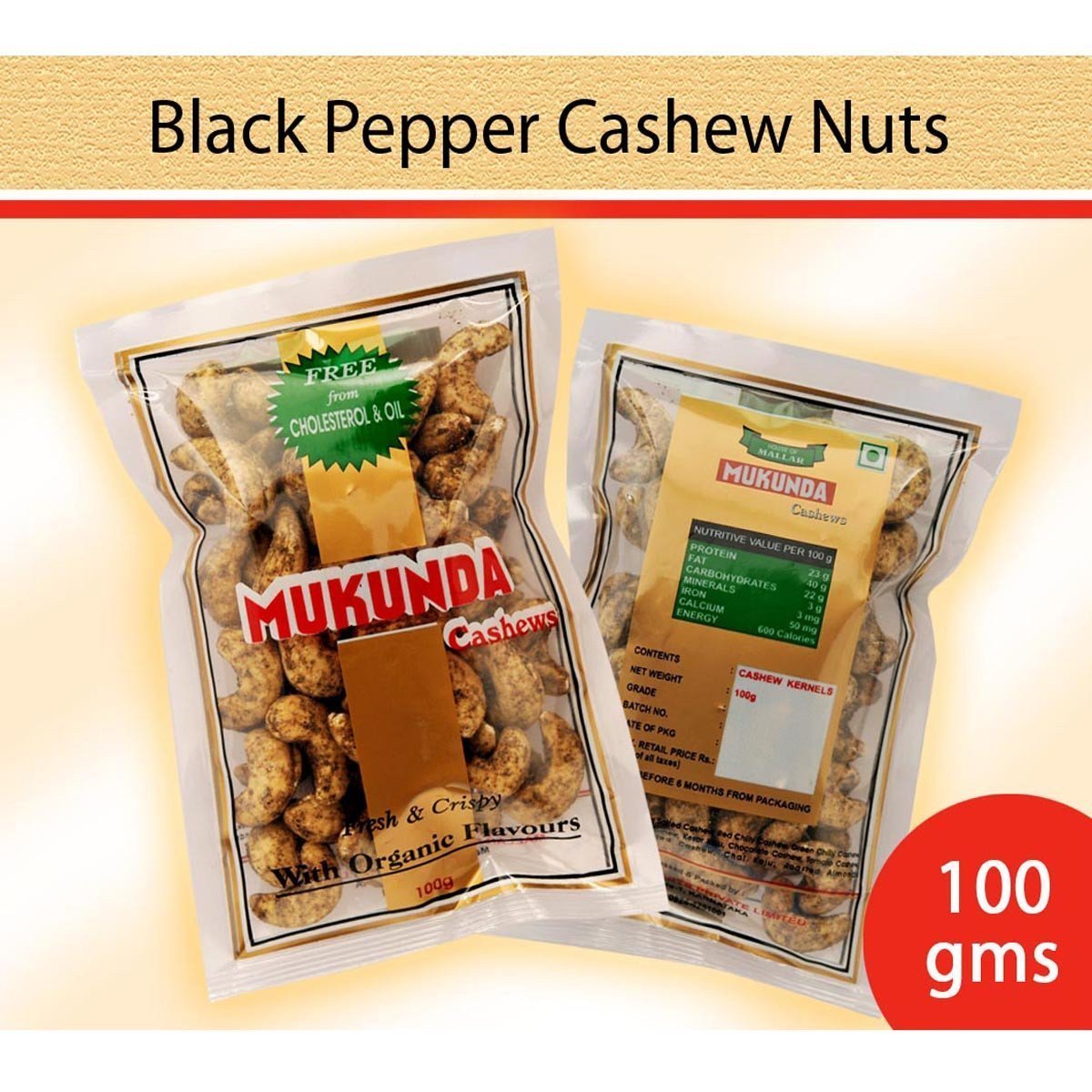 Black Pepper Salted Cashew Nuts : Dry Fruits & Nuts - Mangalore Spice